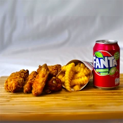 Echte FFC Wings met friet en drankje