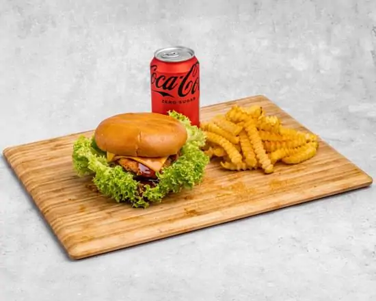 Echte FFC BBQ Chicken Burger menu met friet en drankje